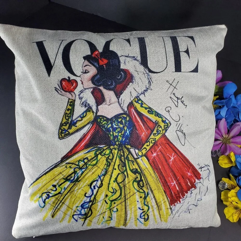 Snow White Throw Pillowcase Princess Home Decor Sham Accent Pillow Cushion Cover
